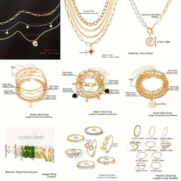 Necklace Y2k Style Jewelry Set Inlaid Rhinestone Match Daily Outfits Perfect - Picture 2 of 2